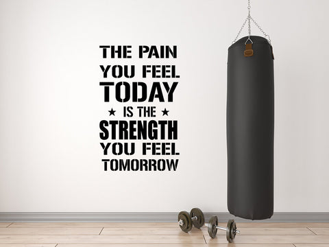 The Pain You Feel Today Will Be The Strength" Gym Quote Wall Decal - Motivational Fitness Poster The Wall Valley