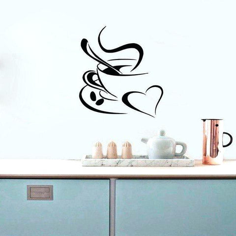 Vinyl Decal Coffee Break | Romantic Coffee Shop Wall Sticker for Kitchen, Cafe, or Restaurant Decoration - The Wall Valley